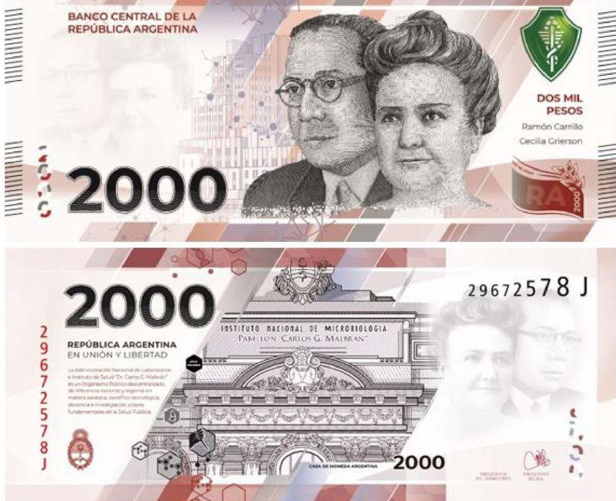 Así será el billete de 2000 pesos anunciado por el Banco Central